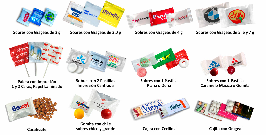 Dulces personalizados 1 a 3 tintas